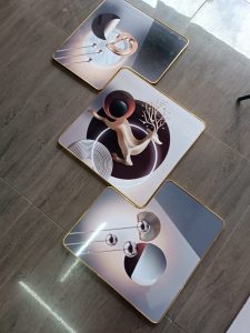 3 Piece 3D Abstract Art 78 Crystal porcelain painting Aluminum Alloy Frame - Image 2