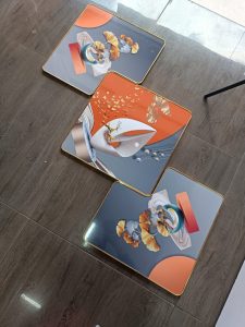 3 Piece 3D Abstract Art 78 Crystal porcelain painting Aluminum Alloy Frame - Image 3