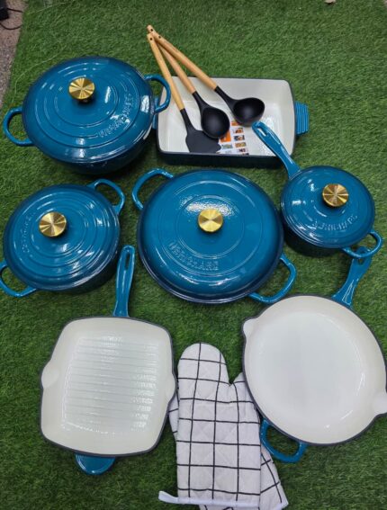 Cast Iron 12 Piece Enamel Cooking Pots